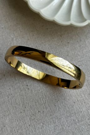 دستبند استیل طلائی زنانه فولاد ( استیل ) کد 789236409