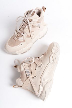 کفش اسنیکر بژ زنانه بند دار öz se shoes - کد 777423910