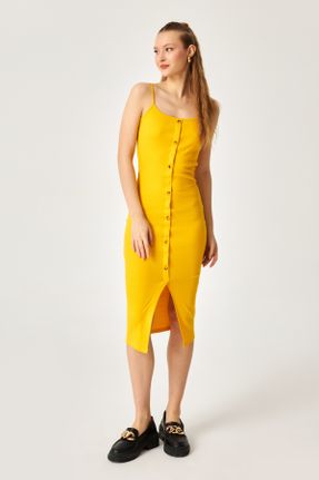 لباس زرد زنانه بافت پنبه (نخی) بند دار کد 47235679