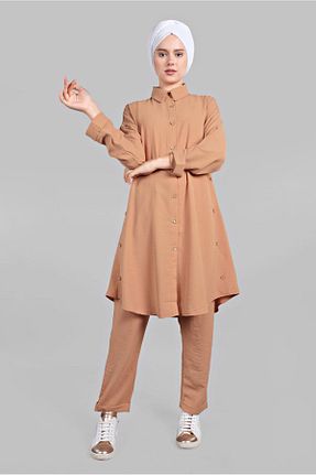 ست بالاتنه و پائین تنه حجاب قهوه ای زنانه رگولار TRENDTESETTÜR - کد 86184251