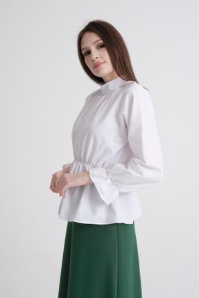 پیراهن سفید زنانه رگولار آستین-بلند کد 789768029