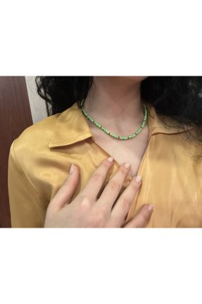 گردنبند جواهر سبز زنانه شیشه کد 789789772