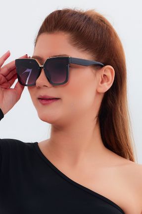 عینک آفتابی مشکی زنانه 50 UV400 استخوان مات بیضی کد 790032388