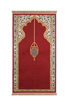 سجاده زرشکی پلی استر Bursa İpek - کد 790046696