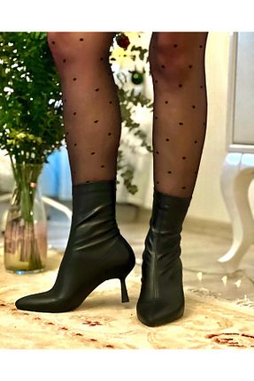 بوت / نیم بوت مشکی زنانه چرم مصنوعی modadanall - کد 789874933