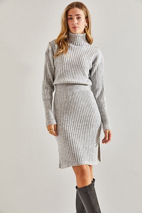 لباس طوسی زنانه بافتنی Bianco Lucci - کد 789605887
