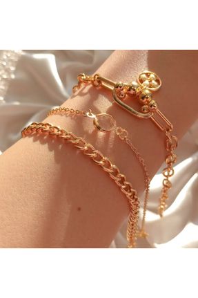 دستبند استیل طلائی زنانه فولاد ( استیل ) کد 789721420