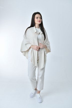 پانچو سفید زنانه اکریلیک Gezgin tekstil ve aksesuar - کد 789867511