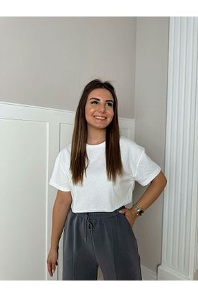 تیشرت سفید زنانه کراپ Fistan Byn Melisa - کد 790050933