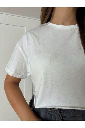 تیشرت سفید زنانه کراپ Fistan Byn Melisa - کد 790050933