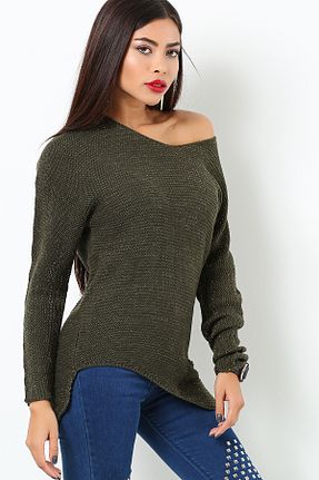 پلیور خاکی زنانه ساده AVORWE - کد 789985883