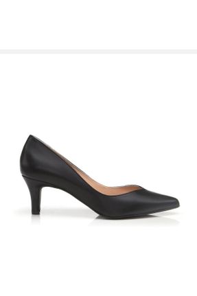 کفش پاشنه بلند کلاسیک مشکی زنانه چرم طبیعی پاشنه نازک پاشنه متوسط ( 5 - 9 cm ) کد 790010310