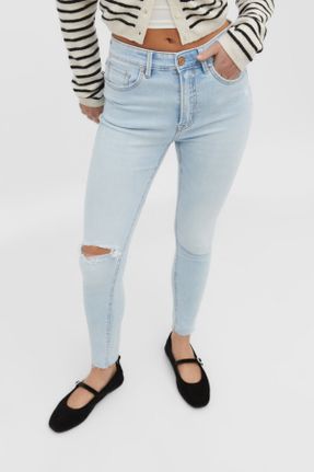 شلوار جین آبی زنانه پاچه تنگ پنبه (نخی) استاندارد کد 790302815