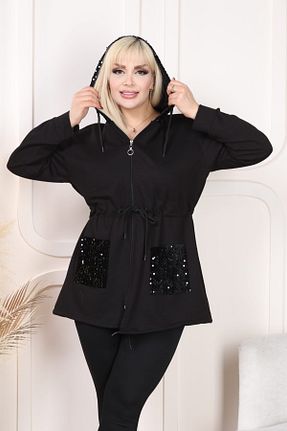 سوئیشرت سایز بزرگ مشکی زنانه Straight Esina - کد 788684580