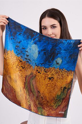 دستمال گردن سرمه ای زنانه ابریشم Nomads Felt - کد 640003576