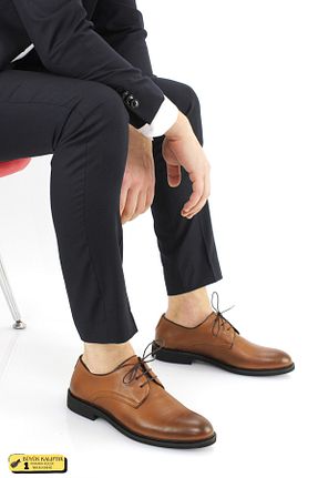 کفش کلاسیک قهوه ای مردانه چرم خالص DOCKA - کد 790489163