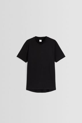 تی شرت مشکی مردانه رگولار یقه دگاژه پنبه (نخی) کد 790561977