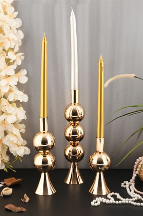 شمعدان و شمع گیر طلائی فلزی TR Turan Collection - کد 790623062