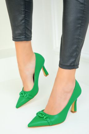 کفش پاشنه بلند کلاسیک سبز زنانه پاشنه نازک پاشنه متوسط ( 5 - 9 cm ) کد 786607902