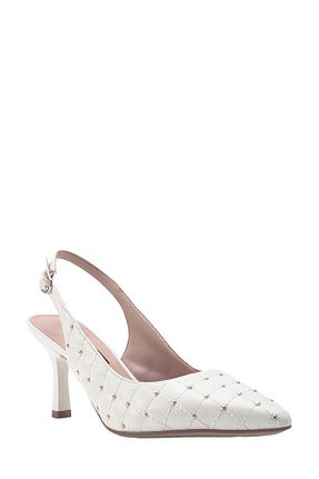 کفش پاشنه بلند کلاسیک سفید زنانه چرم مصنوعی Nine West - کد 790226845