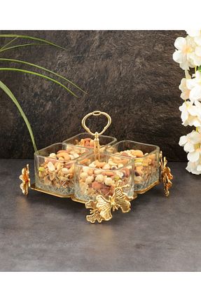 کاسه و بشقاب دکوراتیو طلائی شیشه HELVACIOĞLU AKSESUAR - کد 778164025