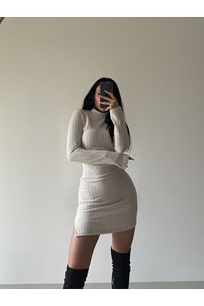 لباس بژ زنانه تریکو OKSOCOLLECTİON - کد 790392994