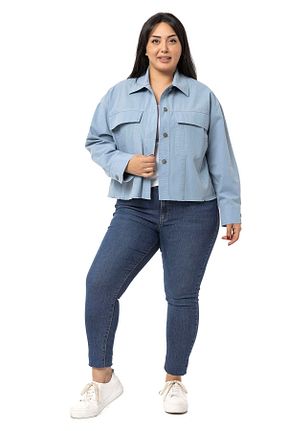 کت سایز بزرگ آبی زنانه پنبه ای DISENTIS MODEST - کد 790597288