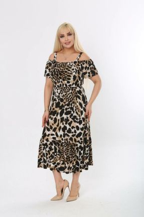 لباس قهوه ای زنانه سایز بزرگ پارچه کد 790597564