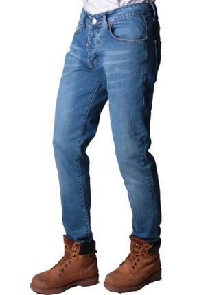 شلوار جین سرمه ای مردانه پاچه ساده جین ساده کد 48121501
