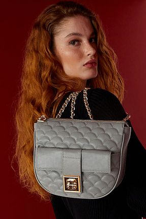 کیف دوشی طوسی زنانه چرم مصنوعی Pierre Cardin - کد 781449258