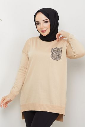 پلیور حجاب قهوه ای زنانه رگولار Pamuk Butik - کد 790313539