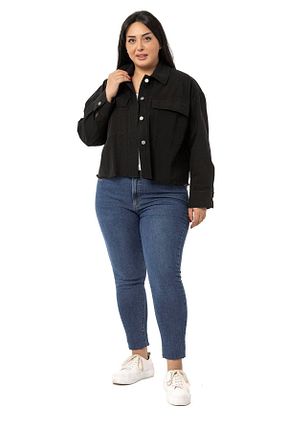 کت سایز بزرگ مشکی زنانه پنبه ای DISENTIS MODEST - کد 790596857