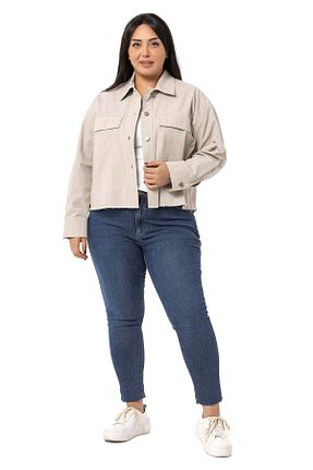 کت سایز بزرگ طوسی زنانه پنبه ای DISENTIS MODEST - کد 790597333