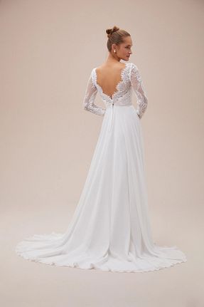 لباس عروس سفید زنانه شیفون Oleg Cassini - کد 790958047