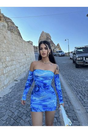 لباس آبی زنانه بافتنی mekabutik - کد 791065364