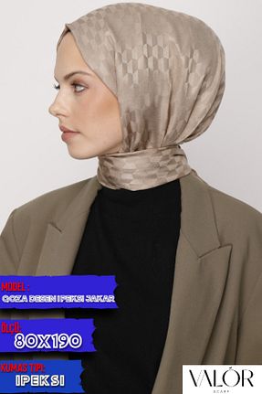 شال بژ زنانه ابریشم VALORSCARF - کد 791088155