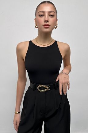 کمربند مشکی زنانه چرم مصنوعی LİA KEMER - کد 636615780