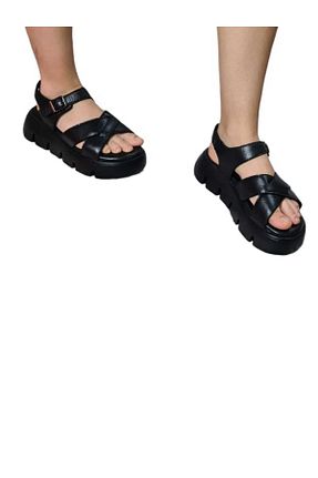 صندل مشکی زنانه پاشنه پر Dünya Shoes - کد 790808386