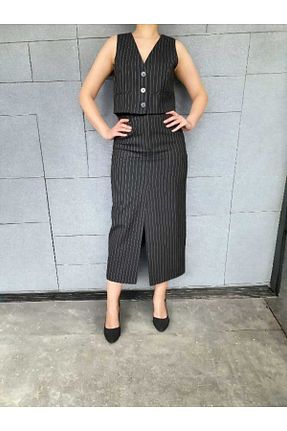 ست بالاتنه و پائین تنه مشکی زنانه بافتنی FK PYNAPPEL - کد 790826421