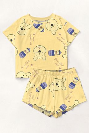 ست لباس راحتی زرد زنانه چاپی PEMBİŞ HOMEWEAR - کد 790869682