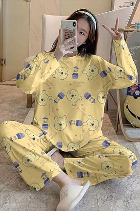 ست لباس راحتی زرد زنانه ساده PEMBİŞ HOMEWEAR - کد 790872305