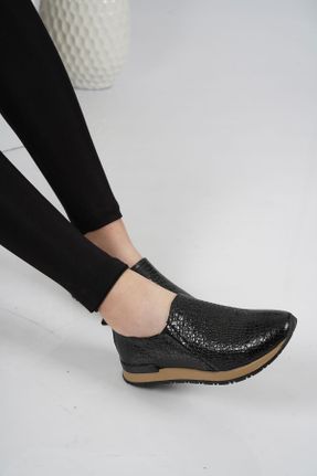 کفش اسنیکر مشکی زنانه چرم طبیعی چرم طبیعی کد 195448047