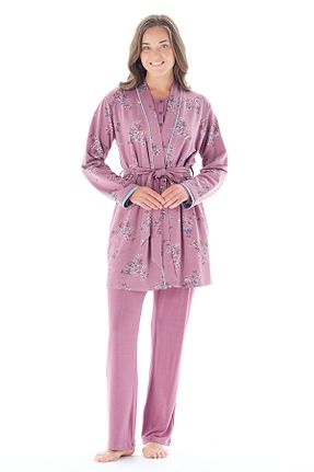 ست لباس راحتی صورتی زنانه گلدار Feyza Pijama - کد 791631723