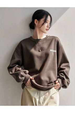 سوئیشرت قهوه ای زنانه Mix FAVORİST - کد 791680995