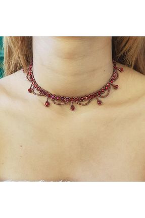گردنبند جواهر قرمز زنانه Handmade By HLY - کد 791335754