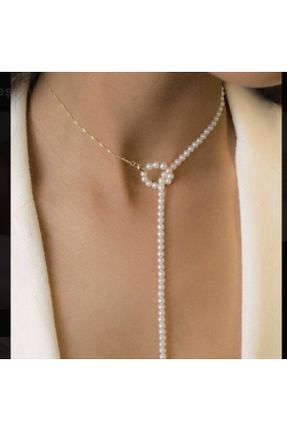 گردنبند جواهر سفید زنانه مروارید کد 791347751