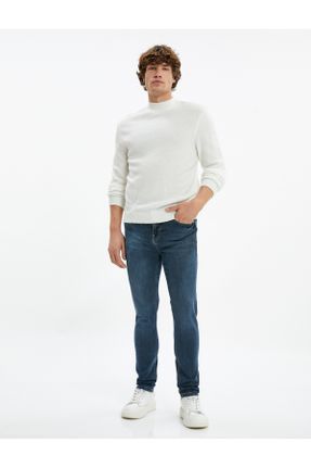 شلوار جین سرمه ای مردانه پاچه لوله ای جین اسلیم استاندارد کد 741166108