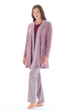 ست لباس راحتی زرشکی زنانه چینی Feyza Pijama - کد 791639349