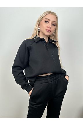 ست بالاتنه و پائین تنه مشکی زنانه بافت UIN - کد 791737152