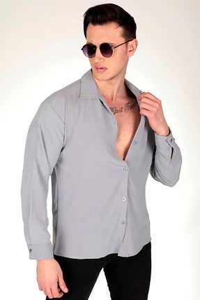 پیراهن طوسی مردانه گشاد BEYMODA - کد 791795957